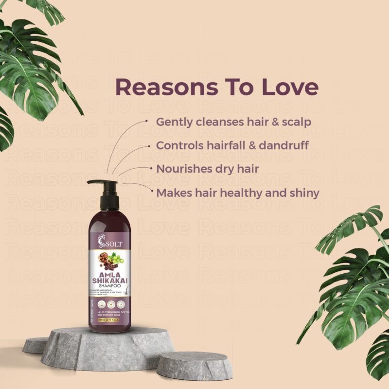 SOLT Amla Shikakai Shampoo - Enhances Hair Growth, Eliminates Dandruff & Dry Scalp, Reduces Hair Loss - Suitable for All Hair Types - Helps Strengthen, Soften, and Restore Shine - 200ml - Image 3