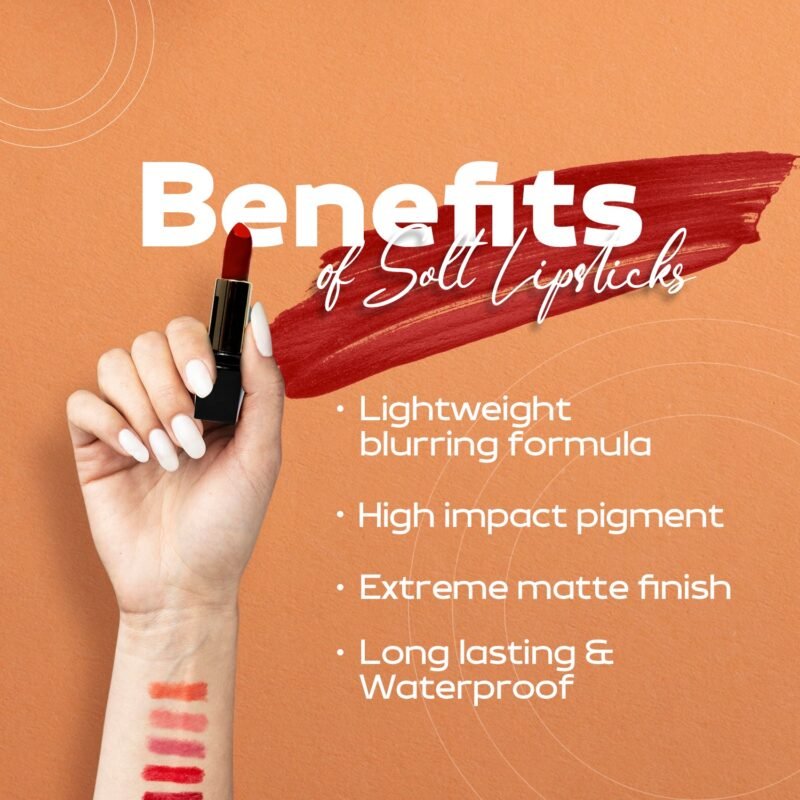 SOLT Black Tube Lipstick – Long Lasting, Hydrating & Lightweight, Softening, Smoothening, Moisturizing, Creamy Lipstick – For All-Day Wear - Image 3