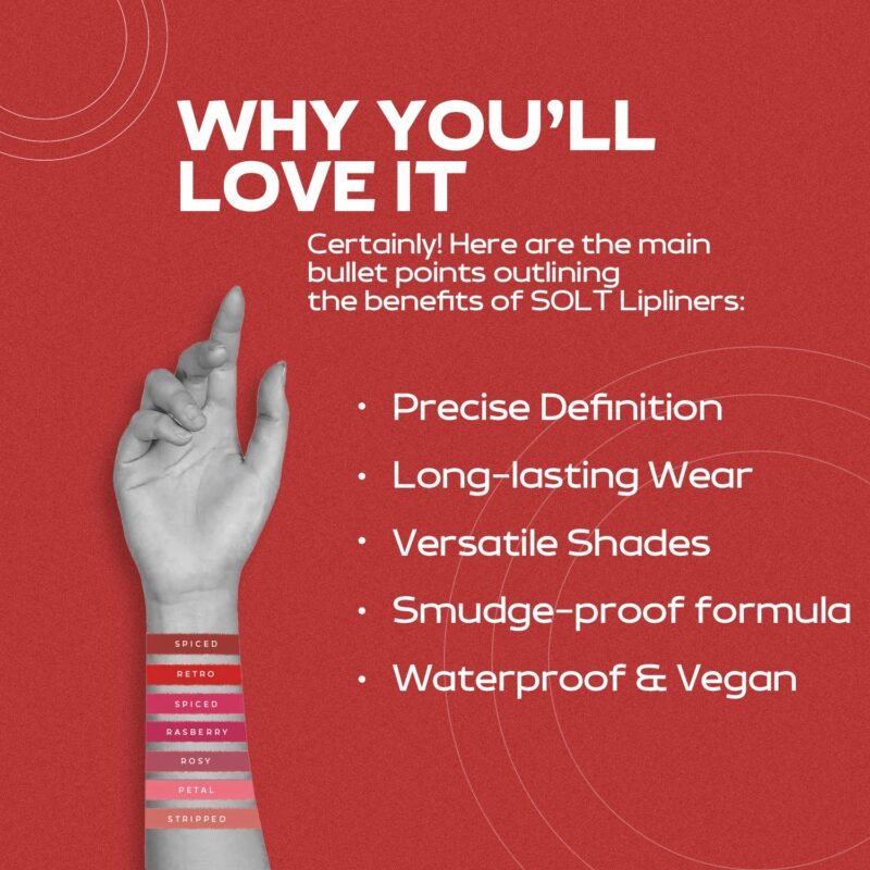 SOLT Bold Matt Lip Liner | Long-lasting | Matte Finish | Non-drying | Lip Pencil | Smear-Proof, Water Resistant Lip Liner - Lasts Up To 24 Hrs (Shade-10, 0.35 GM) - Image 10