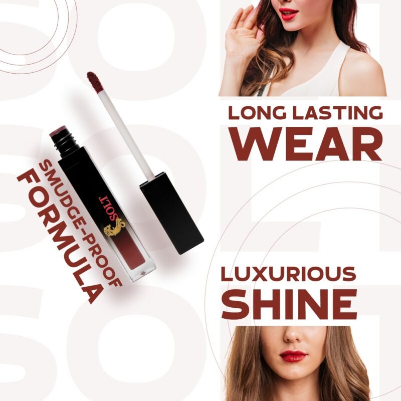 SOLT Vegan Long-Lasting Waterproof Matte Lipstick Lipgloss 5ml - Long-Lasting, Lightweight, Non-Transfer, Water & Smudge-Proof - Maroon Shade - Image 10